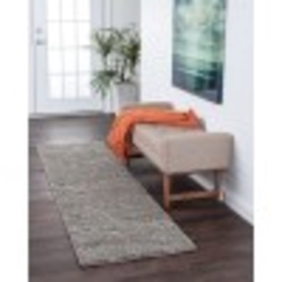 Transitional 2x8 Area Rug Shag Thick (2'3'' x 8') Scroll Taupe, Cream Indoor Runner Easy to Clean