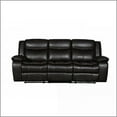 thumbnail image 1 of Transitional 3-Person Leather Reclining Sofa – Durable Frame & Lumbar Support | Beige | Leather | Tight Back, 1 of 13