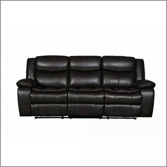Transitional 3-Person Leather Reclining Sofa – Durable Frame & Lumbar Support | Beige | Leather | Tight Back