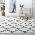 thumbnail image 1 of Jersey Shag Transitional Geometric White and Gray Polypropylene Indoor Area Rug, 3'x5' Rectangle, 1 of 9