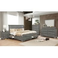 thumbnail image 1 of Transitional 4pc Set Gray Bedroom Furniture Est king Size Bed Dresser Mirror Nightstand Storage Bed Wood Inlay Design Solid wood, 1 of 8