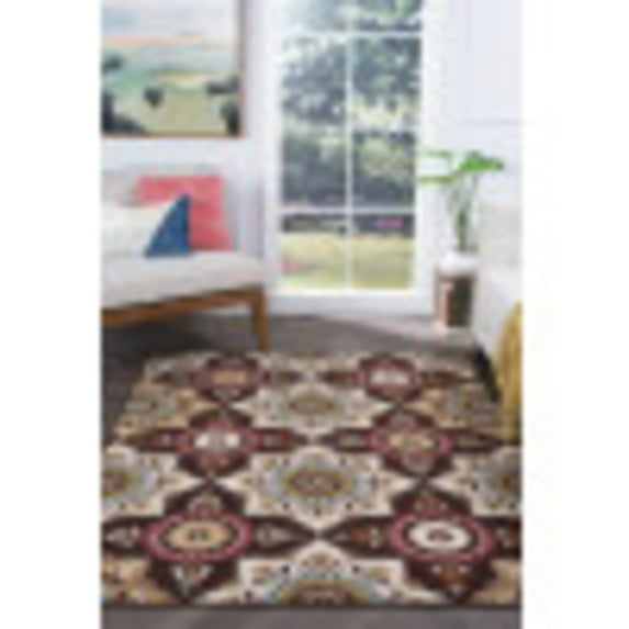 Transitional 4x6 Area Rug (3'11'' x 5'3'') Floral Brown, Beige Indoor Rectangle Easy to Clean