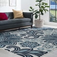 thumbnail image 1 of Transitional 4x6 Area Rug (3'11'' x 5'3'') Floral Cream, Navy Indoor Rectangle Easy to Clean, 1 of 10