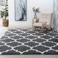thumbnail image 1 of Jersey Shag Transitional Geometric Gray and White Polypropylene Indoor Area Rug, 4'x6' Rectangle, 1 of 9