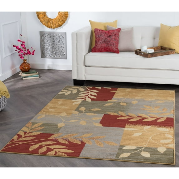 Transitional 5x7 Area Rug (5' x 7') Abstract Multi-Color Living Room Easy to Clean