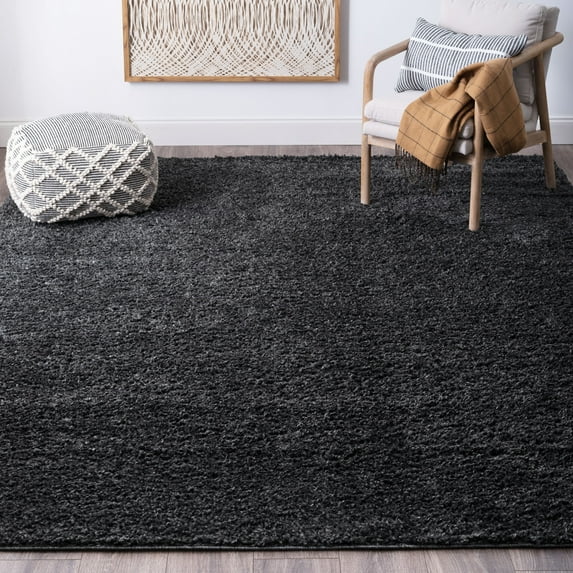 Bliss Rugs Transitional Solid Color 5'3'' x 7'3'' Dark Gray Polypropylene Indoor Area Rug, 5'3'' x 7'3''