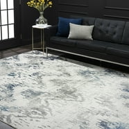 Diamond Contemporary 9' x 12' Blue and Cream Polypropylene Indoor Area ...