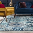 thumbnail image 1 of Transitional 5x8 Area Rug (5'3'' x 7'3'') Border Aqua, Navy Living Room Easy to Clean, 1 of 12