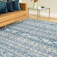 thumbnail image 1 of Transitional 5x8 Area Rug (5'3'' x 7'7'') Moroccan Navy, Gray Living Room Easy to Clean, 1 of 8