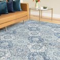 thumbnail image 1 of Transitional 5x8 Area Rug (5'3'' x 7'7'') Oriental Navy, Cream Living Room Easy to Clean, 1 of 8