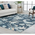 thumbnail image 1 of Transitional 8x10 Area Rug (7'10'' x 9'10'') Floral Navy, Aqua Living Room Easy to Clean, 1 of 10