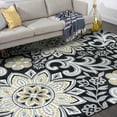 thumbnail image 1 of Transitional 8x10 Area Rug (7'11'' x 10'3'') Floral Yellow, Charcoal Living Room Easy to Clean, 1 of 10