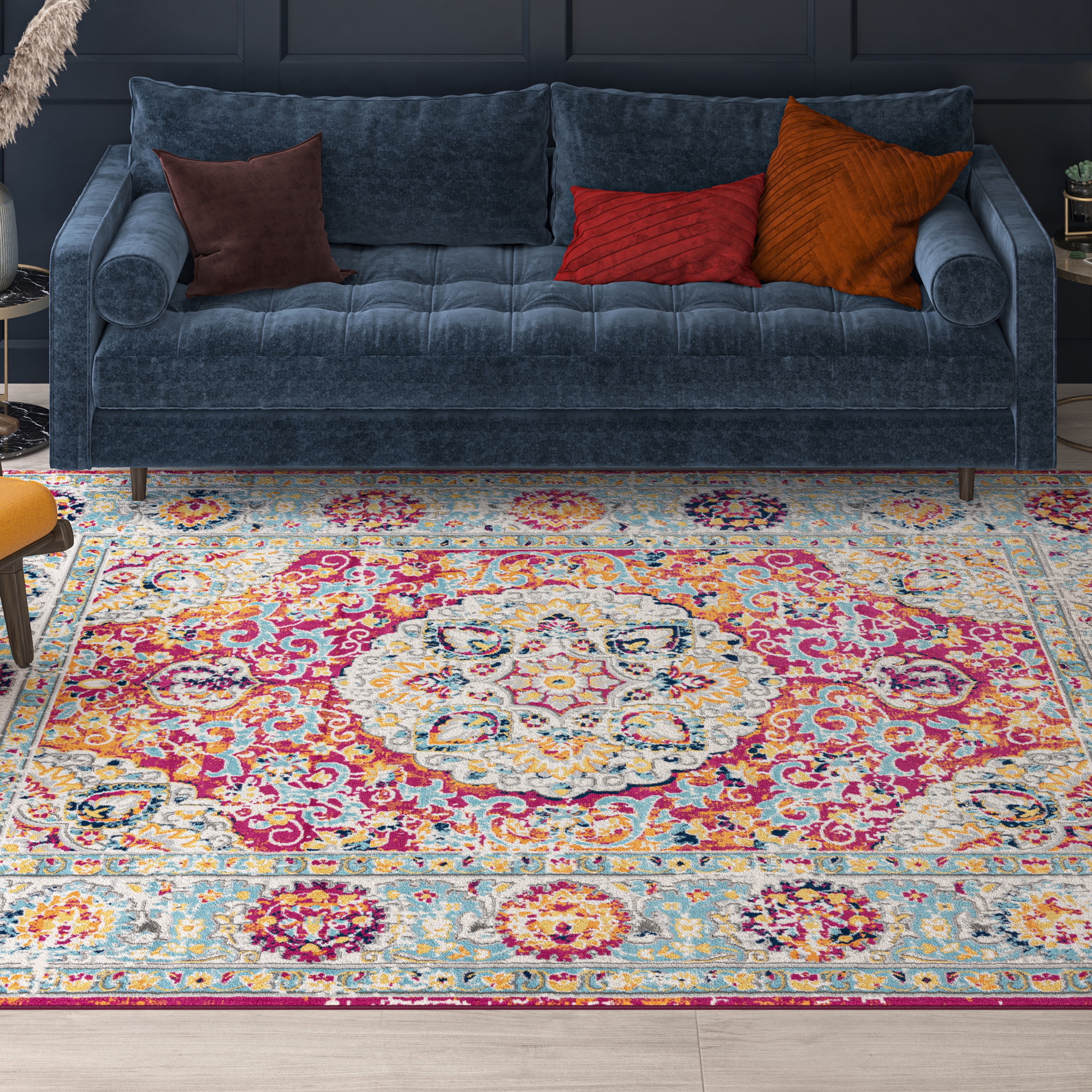 Bliss Rugs Oriental Floral Area Rug, Medallion Indoor Rugs for Living ...