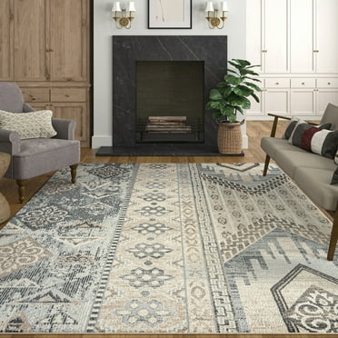 Transitional 9x12 Area Rug (8'10'' x 12'2'') Abstract Cream, Cream Living Room Easy to Clean