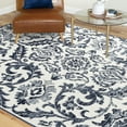 thumbnail image 1 of Transitional 9x12 Area Rug (8'10'' x 12'2'') Floral Navy, Cream Living Room Easy to Clean, 1 of 10