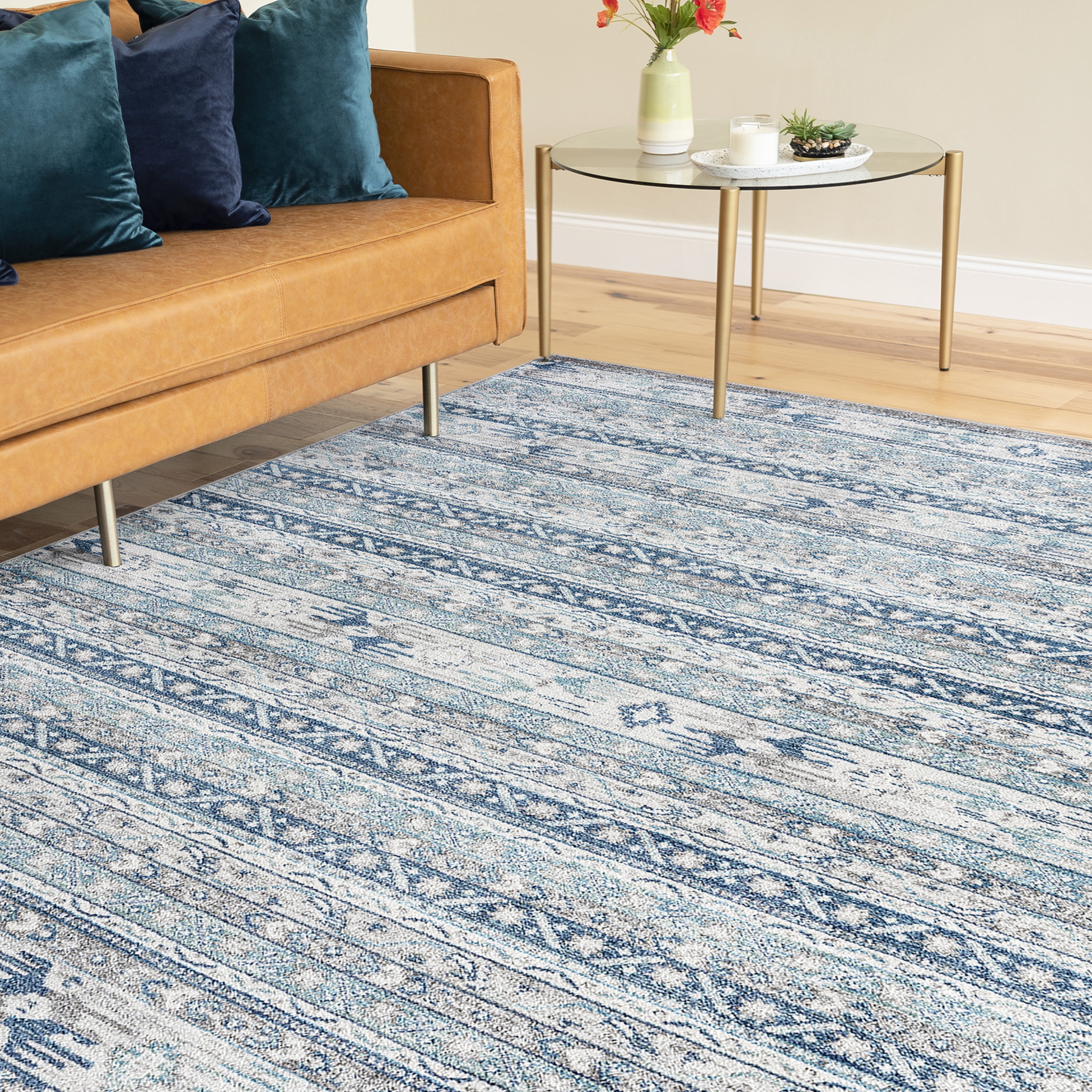 Transitional 9x12 Area Rug (8'10'' x 12'2'') Moroccan Gray, Cream Living Room Easy to Clean