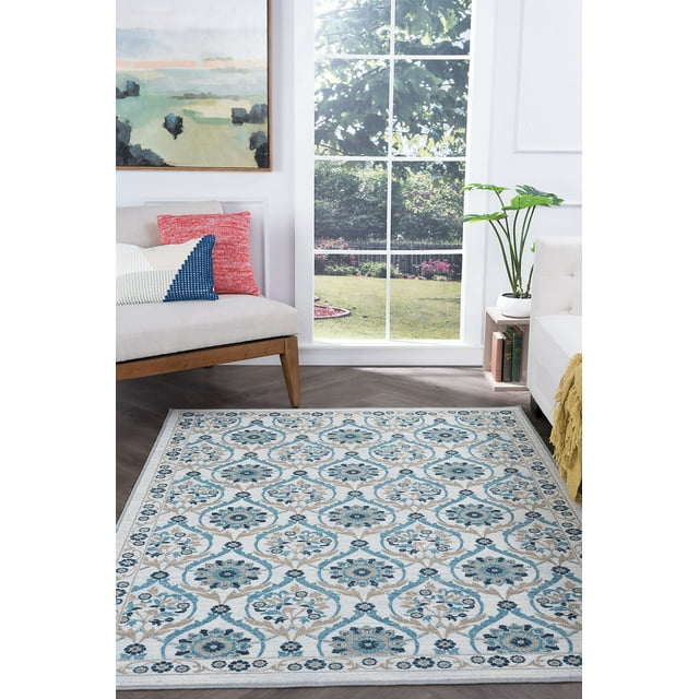 Transitional 9x12 Area Rug (9'3'' x 12'6'') Floral Cream, Gold Living ...