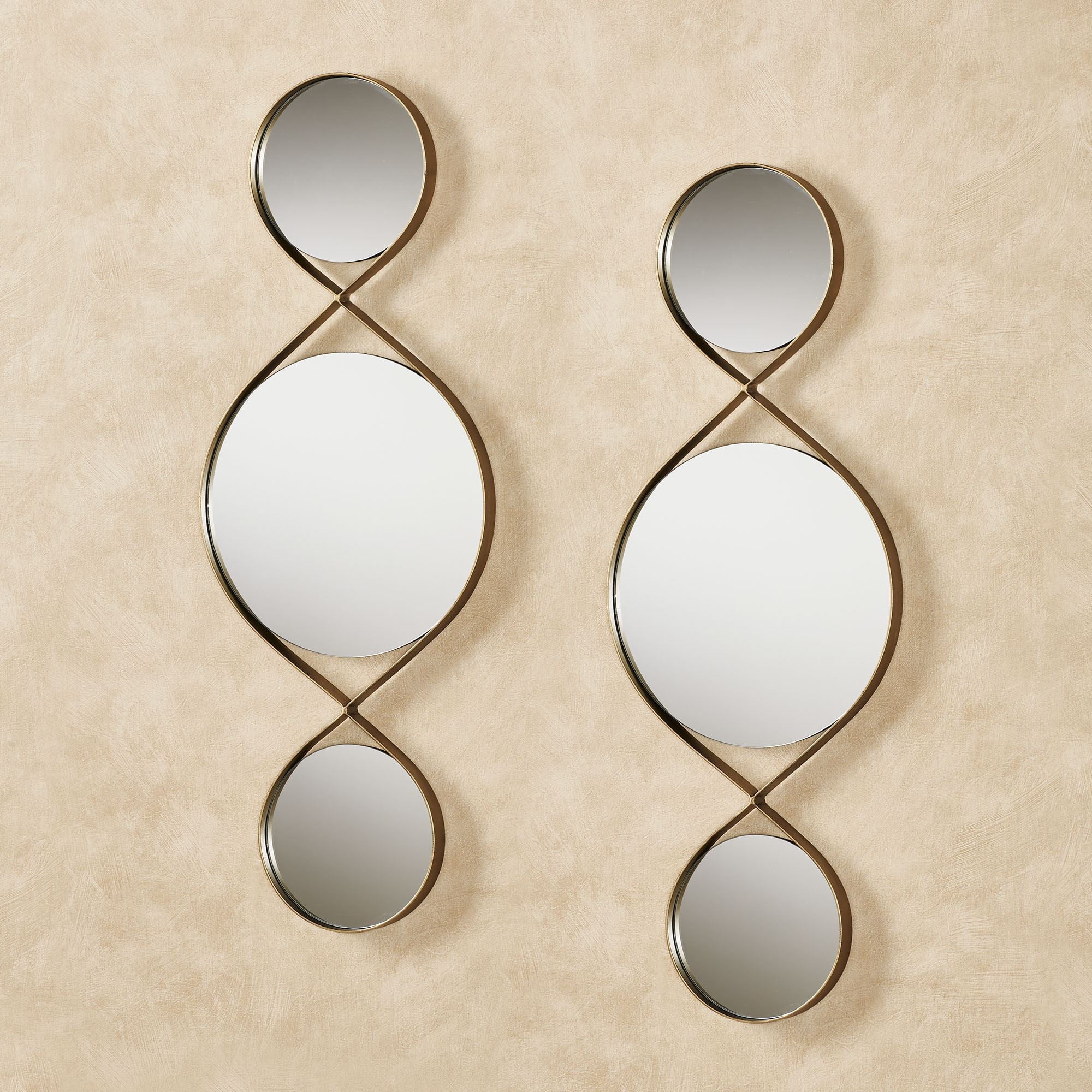 Transitional Allegra Mirrored Wall Art Gold Metal Glass 10 x 28 Pair