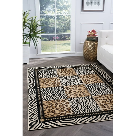 Transitional Area Rug (3-Piece Rug Set: (5' x 7', 20'' x 60'', 20'' x 32'')) Animal Multi-Color Indoor Set Easy to Clean