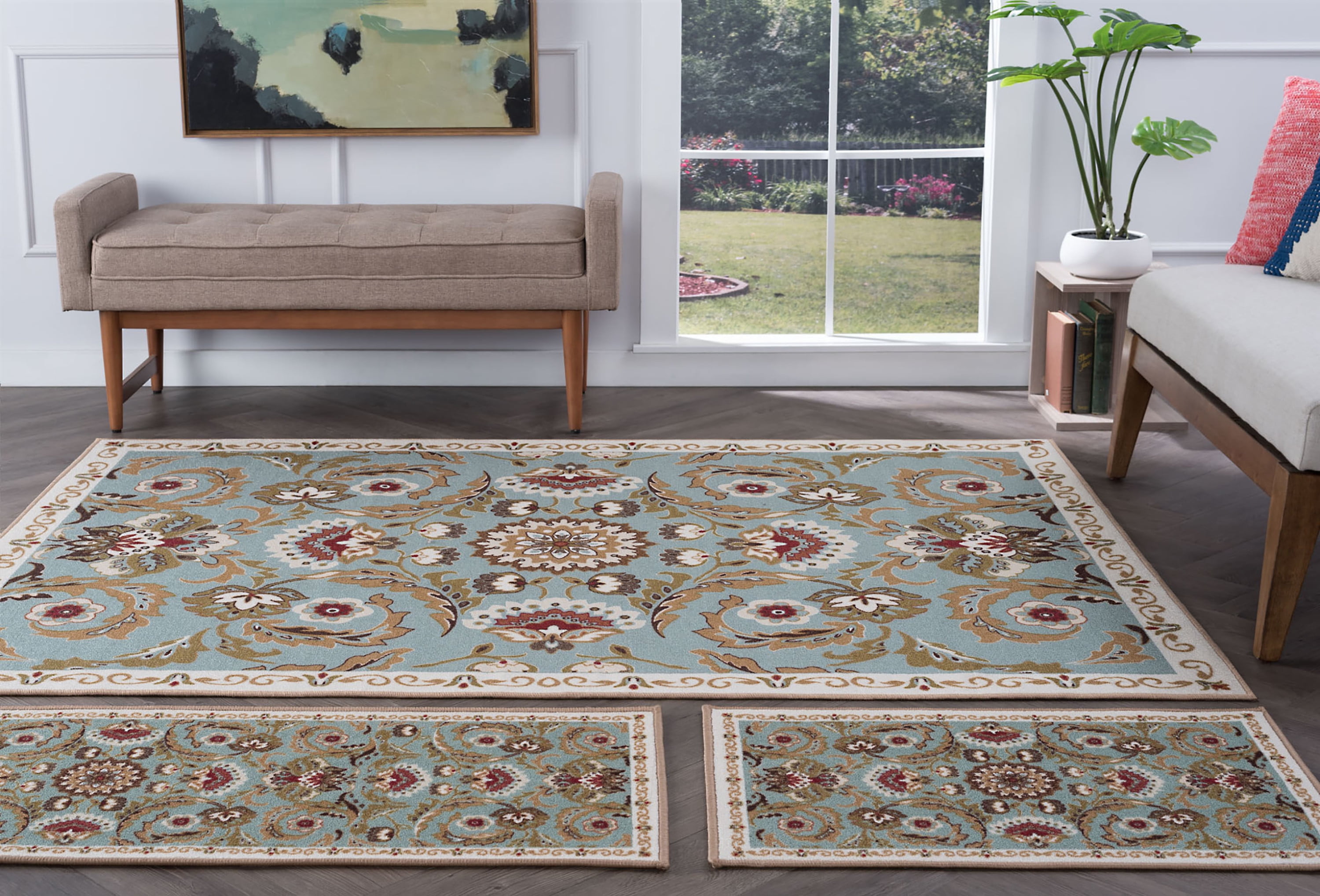 Transitional Area Rug (3Piece Rug Set (5' x 7', 20'' x 60'', 20'' x
