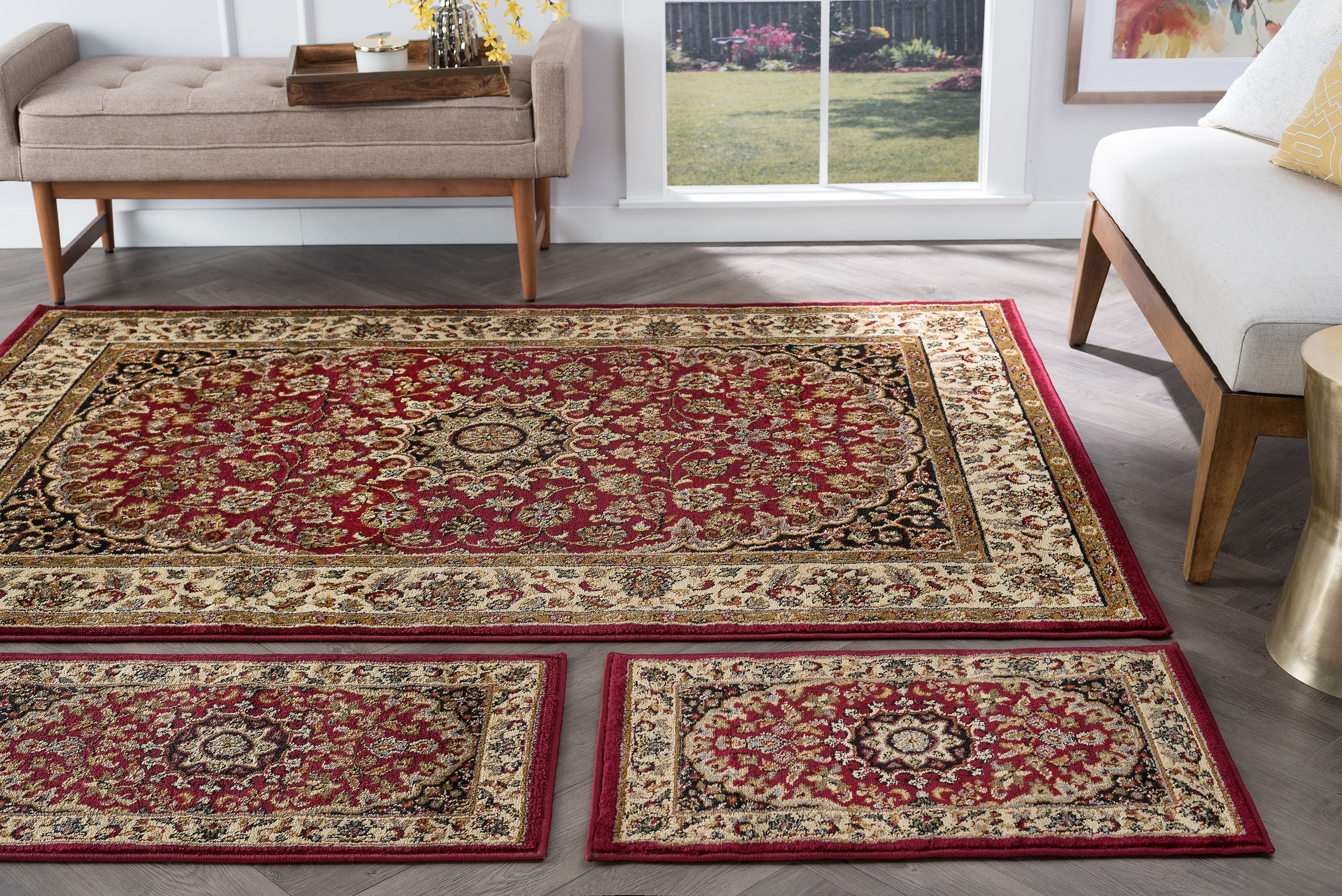Transitional Area Rug (3Piece Rug Set (5' x 7', 20'' x 60'', 20'' x