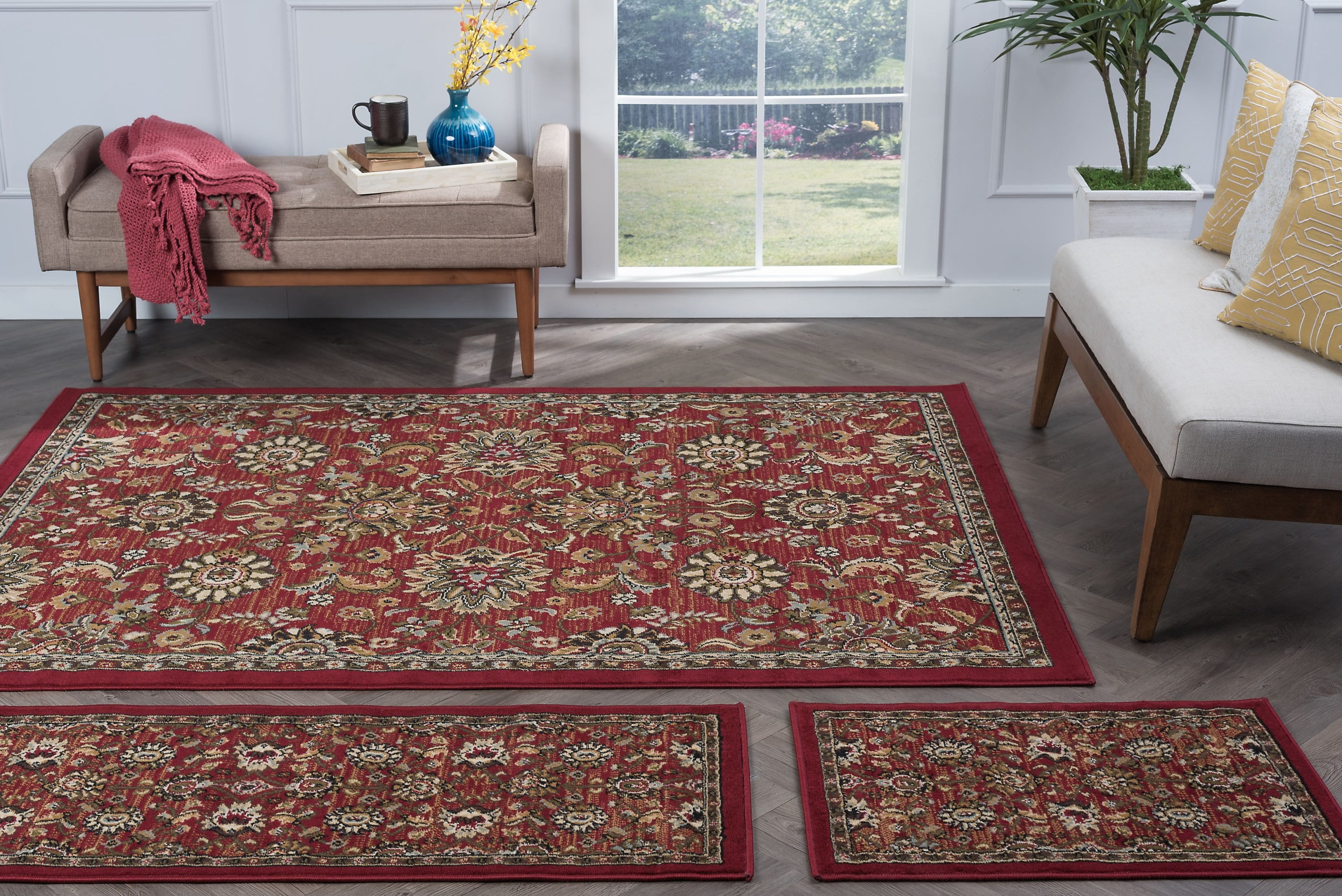Transitional Area Rug (3-Piece Rug Set: (5' x 7', 20'' x 60'', 20'' x ...