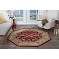thumbnail image 1 of Transitional Area Rug (5'3'' Octagon) Border Red, Beige Indoor Octagon Easy to Clean, 1 of 5
