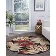 thumbnail image 1 of Transitional Area Rug (5'3'' Round) Floral Black, Red Indoor Round Easy to Clean, 1 of 6