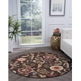 thumbnail image 1 of Transitional Area Rug (5'3'' Round) Floral Brown, Red Indoor Round Easy to Clean, 1 of 6