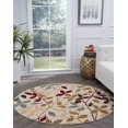 thumbnail image 1 of Transitional Area Rug (5'3'' Round) Floral Ivory, Red Indoor Round Easy to Clean, 1 of 6
