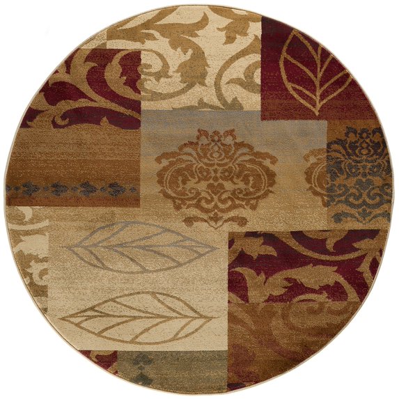 Transitional Area Rug (5'3'' Round) Floral Multi-Color Indoor Round Easy to Clean