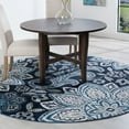 thumbnail image 1 of Transitional Area Rug (5'3'' Round) Floral Navy, Aqua Indoor Round Easy to Clean, 1 of 5