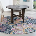 thumbnail image 1 of Transitional Area Rug (5'3'' Round) Floral Pink, Navy Indoor Round Easy to Clean, 1 of 5