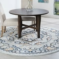 thumbnail image 1 of Transitional Area Rug (5'3'' Round) Medallion Navy, Gray Indoor Round Easy to Clean, 1 of 5