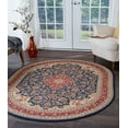 thumbnail image 1 of Transitional Area Rug (5'3'' x 7'3'' Oval) Border Navy, Beige Living Room Easy to Clean, 1 of 5