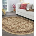 thumbnail image 1 of Transitional Area Rug (5'3'' x 7'3'' Oval) Floral Beige, Sage Green Living Room Easy to Clean, 1 of 6