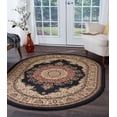 thumbnail image 1 of Transitional Area Rug (6'7'' x 9'6'' Oval) Border Black, Beige Living Room Easy to Clean, 1 of 5