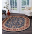 thumbnail image 1 of Transitional Area Rug (6'7'' x 9'6'' Oval) Border Navy, Beige Living Room Easy to Clean, 1 of 5
