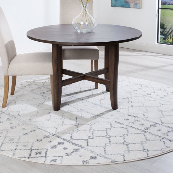 Transitional Area Rug (7'10'' Round) Geometric Cream, Gray Indoor Round Easy to Clean