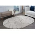 thumbnail image 1 of Transitional Area Rug Shag Thick (5'3'' x 7'3'' Oval) Scroll Cream, Beige Living Room Easy to Clean, 1 of 5
