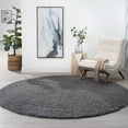 Transitional Area Rug Shag Thick (7'10'' Round) Solid Gray Indoor Round