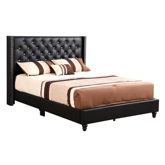 Transitional Bed with Black Upholstery - Durable and Comfort - Oriented