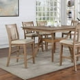 thumbnail image 1 of Transitional Beige Natural Tone 7pc Set Dining Room Counter Height Table w Shelf 8x High Chairs Dining Fabric Padded Chairs, 1 of 9
