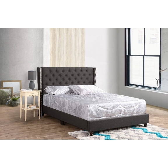Transitional Black Upholstered King Bed - 50"H x 82"W x 86"D for Spacious Room