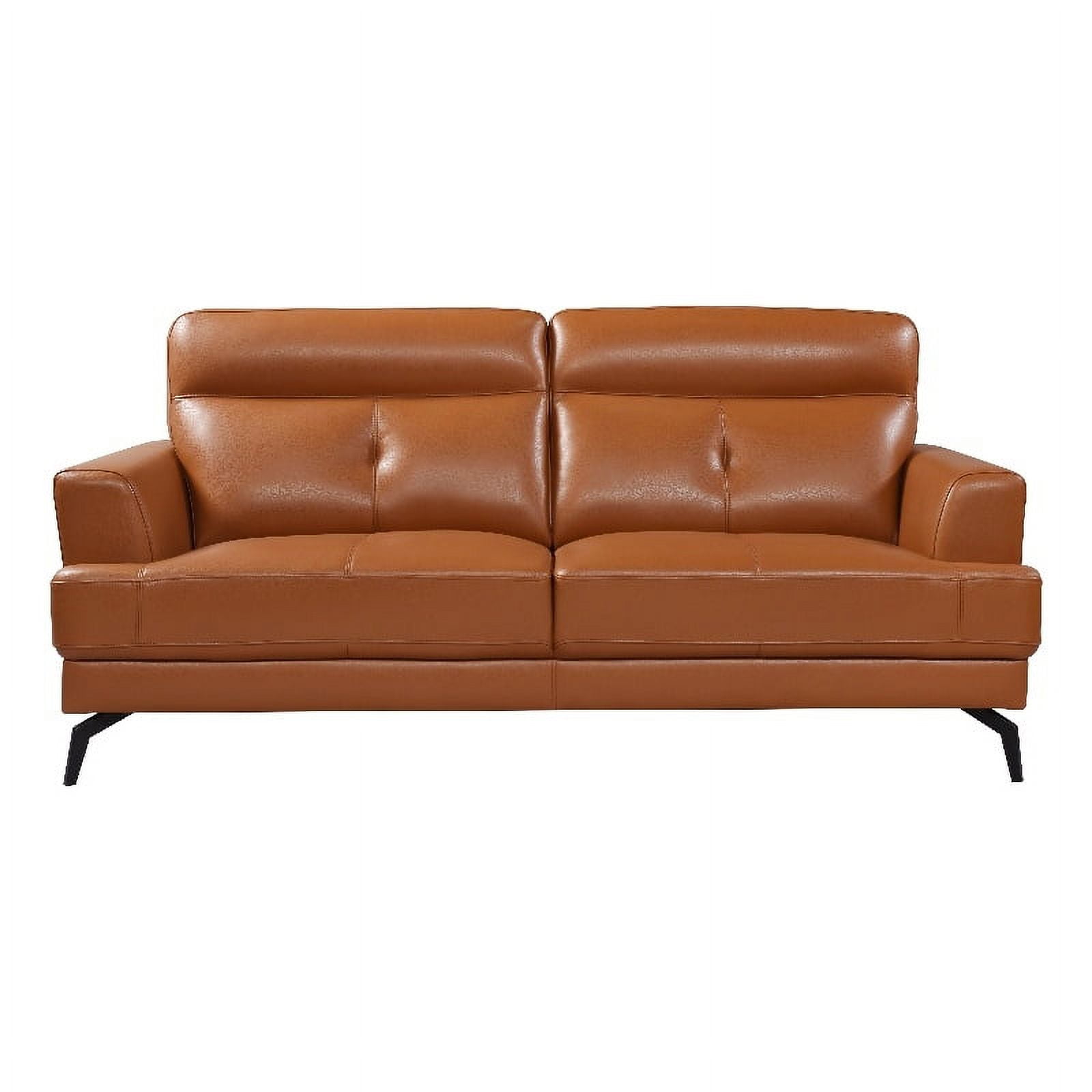 Transitional Camel Brown Top Grain Leather Tufted Back Sofa - Walmart.com