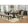 thumbnail image 1 of Transitional Classic 6pc Dining Set Warm Gray, Espresso Dining Table 4x Side Chairs and Bench Double Pedestal base Kitchen, 1 of 10