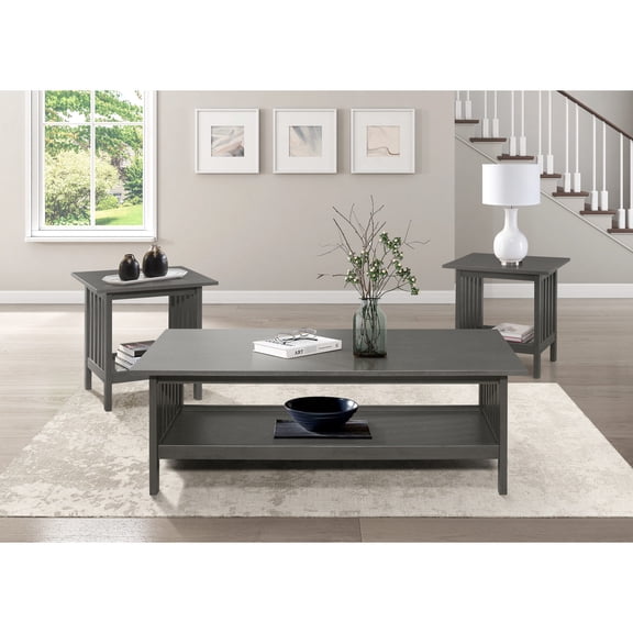 Transitional Coffee and End Table Set | Fits Well in Living Room | Antique Gray Finish on Wood Construction | Solves the Need for Stylish Furniture
