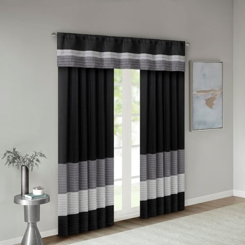 Transitional Colorblock Pintuck Window Curtain Panel (Only 1 Window Panel) 50x84 inch
