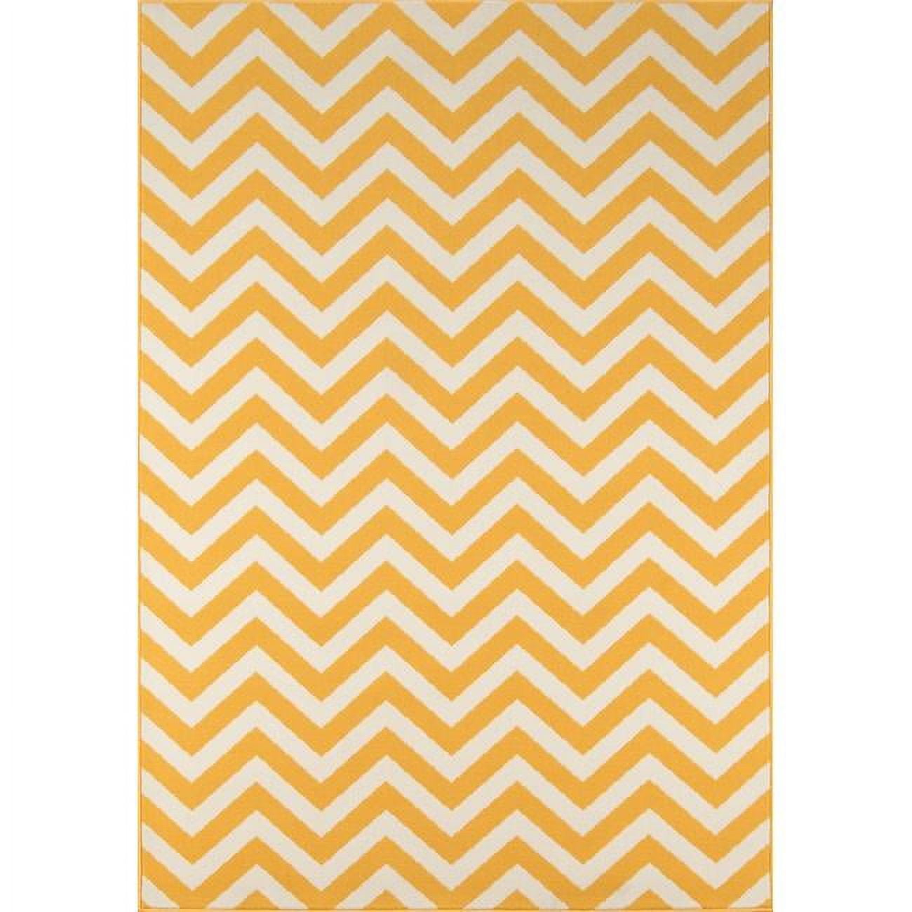 Sunny Chevron 5'3" x 7'6" Yellow Synthetic Easy-Care Area Rug