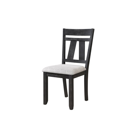 Transitional Cottage Style Dining Side Chairs (Set of 2) - Upholstered Cushion Seats, Wheat Charcoal Finish Wood, Open Back Design - Perfect for Dining Rooms